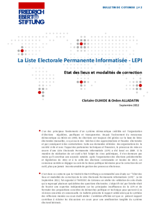 La liste electorale permanente informatisée - LEPI