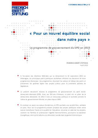 "Pour un nouvel équilibre social dans notre pays"